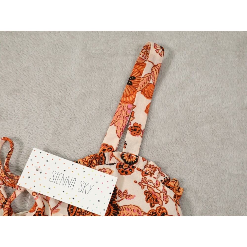 Sienna Sky Womens Orange Floral Cropped Tank Top Blouse Size L - Picture 5 of 9